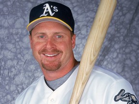 Outfielder Jeremy Giambi of the Oakland Athletics poses for a studio portrait during Spring Training Photo Day in Phoenix, Feb. 29, 2000.