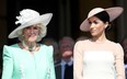 Camilla, Duchess of Cornwall and Meghan, Duchess of Sussex attend The Prince of Wales' 70th Birthday Patronage Celebration held at Buckingham Palace on May 22, 2018 in London, England.  (Photo by Chris Jackson/Getty Images)