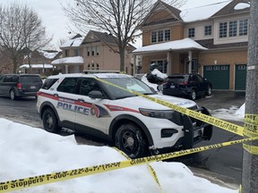 York Regional Police at the scene of a fatal shooting in the Markham Rd.-Hwy. 407 area of Markham on Wednesday, Feb. 2, 2022.