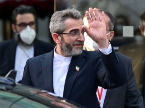 In this file photo taken on Dec. 3, 2021, Iran's chief nuclear negotiator Ali Bagheri Kani is seen leaving Vienna's Coburg Palais, venue of the Joint Comprehensive Plan of Action (JCPOA) meeting aimed at reviving the Iran nuclear deal.