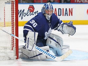 The play of Maple Leafs goalie Jack Campbell has dropped significantly of late. GETTY IMAGES