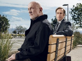 Jonathan Banks as Mike Ehrmantraut and Bob Odenkirk as Jimmy McGill in AMC's "Better Call Saul."