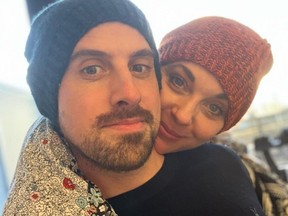 Jonathan Goodwin shared a photo with his fiancee after being released from hospital following a stunt that left him with severe injuries.