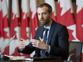 Liberal MP Joel Lightbound speaks about COVID-19 restrictions during a news conference pn Tuesday, Feb. 8, 2022 in Ottawa.