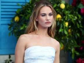 Lily James attends the world premiere of "Mamma Mia! Here We Go Again" at the Apollo in Hammersmith, London, England, July 16, 2018.