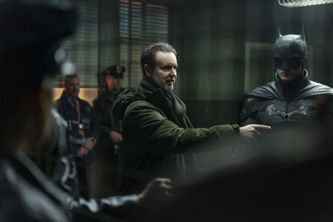 Matt Reeves and Robert Pattinson on the set of The Batman.