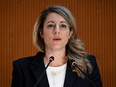 Foreign Minister Melanie Joly delivers a speech during a session of the UN Human Rights Council, following the Russian invasion in Ukraine, in Geneva, Switzerland, Feb. 28, 2022.