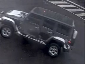 Police are looking for this Jeep Wrangler involved in a collision at Jane St. and Driftwood Ave.