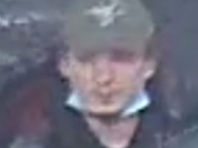 An image released by Toronto Police of a suspect in a Feb. 2, 2022 assault and robbery in the Danforth and Sibley Aves. area.