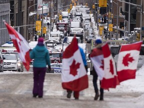 Die Proteste gegen das Impfmandat wurden am Freitag, den 4. Februar 2022 in der Innenstadt von Ottawa fortgesetzt.