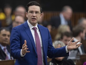 Conservative MP Pierre Poilievre rises during Question Period in the House of Commons Wednesday February 26, 2020 in Ottawa.