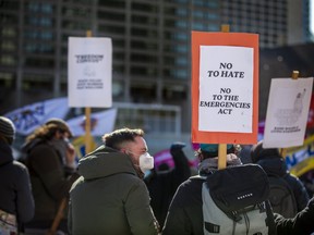 A counter-convoy rally organized by Community Solidarity Toronto was held at Nathan Phillips Square in Toronto, Ont. on Sunday, Feb. 20, 2022.