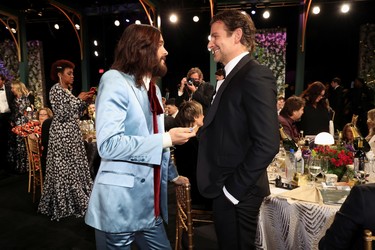 Jared Leto and Bradley Cooper attend the 28th Screen Actors Guild Awards, in Santa Monica, Calif., Sunday, Feb. 27, 2022.