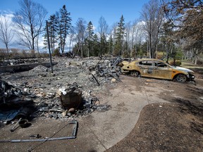 A fire-destroyed property registered to Gabriel Wortman at 200 Portapique Beach Road is seen in Portapique, N.S., Friday, May 8, 2020.