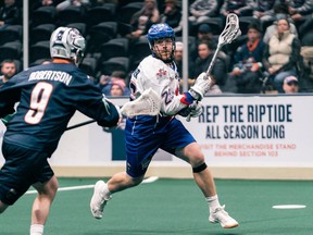 Tom Schreiber of the Rock had three goals and four assists last night, but his team lost 14-13 to the New York Riptide in Uniondale, N.Y.