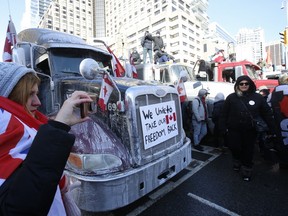 The Toronto truckers protest came to the core of the city trying to get to Queen's Park and the Ontario Legislature to protest COVID mandate. Police at the north blockade at Bloor St. W. and Avenue Rd. stop big rigs and dump trucks from heading to Queen's Park on Saturday, Feb. 5, 2022.