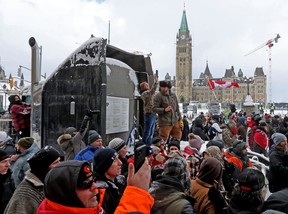 Truckers protest against government mandates in downtown Ottawa.