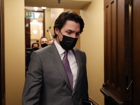 Canada's Prime Minister Justin Trudeau arrives for Question Period in the House of Commons on Parliament Hill on Wednesday, Feb. 9, 2022 in Ottawa, Canada.