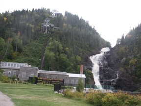 The old mill building and the Ouiatchouan waterfall in the historical village of Val-Jalbert, Que.  (RUTH ​​DEMIRDJIAN DUENCH)