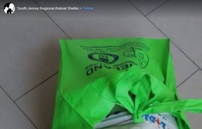 A pup was brought to the South Jersey Regional Animal Shelter in these bags. SOUTH JERSEY REGIONAL ANIMAL SHELTER/FACEBOOK
