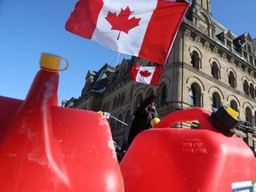 The Freedom Convoy made its presence felt on Wellington St., in Ottawa, on Feb. 14, 2022.