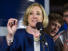 Lisa Raitt, federal Progressive Conservative candidate for Milton, loses her seat to Liberal candidate Adam van Koeverden, in the  2019 federal election as she addresses supporters at EddieO's PourHouse & Kitchen in Milton, Ont. on Monday October 21, 2019.