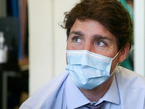 Canada's Prime Minister Justin Trudeau visits a vaccination site, amid the coronavirus disease (COVID-19) pandemic, in Montreal, Quebec, Canada July 15, 2021.