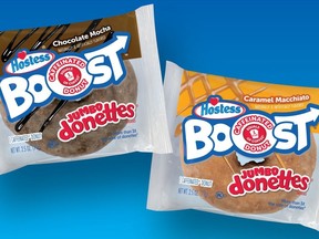 Hostess Boost™ Jumbo Donettes® caffeinated doughnuts come in two flavors. MUST CREDIT: Photo courtesy of Hostess Brands