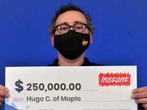 Hugo Santos Da Cruz, 46, of Maple, Ont. won $250,000 playing the Instant Money Bag Multiplier.