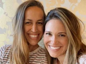 Theresa Rose, right, who orchestrated a threesome for her husband's birthday and realized she was a lesbian, pictured with girlfriend Jacqui.