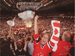 Joel Tkach cheers as Vancouver is named the host city for the 2010 Winter Olympics. He was at the bid party held in GM Place on July 2, 2003.