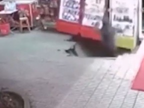 Omer Kacagan was on a smoke break outside his Istanbul store on Feb. 4 when the earth opened up and he plunged 20 feet down a sinkhole, according to Newsflash.