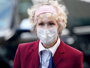 U.S. President Donald Trump rape accuser E. Jean Carroll arrives for her hearing at federal court during the coronavirus disease (COVID-19) pandemic in the Manhattan borough of New York City, Oct. 21, 2020.