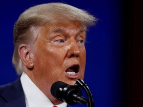 Former U.S. President Donald Trump speaks at the Conservative Political Action Conference (CPAC) in Orlando, Florida, U.S. February 28, 2021.