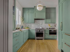 Green is an emerging colour in kitchen cabinets. Project by Tiffany Waugh. DAVID LIVINGSTON