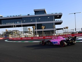 Alpine's French driver Esteban Ocon drives during the third practice session ahead of the 2022 Saudi Arabia Formula One Grand Prix at the Jeddah Corniche Circuit on March 26, 2022.