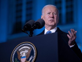 U.S. President Joe Biden delivers a speech about the Russian war in Ukraine at the Royal Castle in Warsaw, Poland on March 26, 2022.