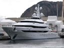 A picture taken on March 3, 2022 in a shipyard of La Ciotat, near Marseille, southern France, shows a yacht, Amore Vero, owned by a company linked to Igor Sechin, chief executive of Russian energy giant Rosneft.