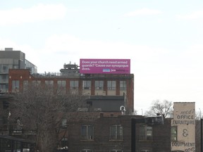 Several billboards have appeared in Toronto at various locations including atop a building northeast of Queen St. E. And east of the Don Valley Pkwy. The billboards are sponsored by StandWithUsCanada to help educate people on the increase in recent anti-Semitic incidents in Toronto and abroad.