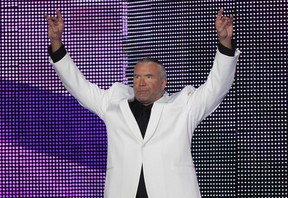 Scott Hall aka Razor Ramon speaks during the WWE Hall of Fame Induction at the Smoothie King Center in New Orleans on April 5, 2014. (Jonathan Bachman/AP Images for WWE)