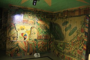 Interior walls at the home of Arthur Villeneuve, located inside La Pulperie de Chicoutimi Regional Museum in the Chicoutimi area of ​​Saguenay, Que.  (RUTH ​​DEMIRDJIAN DUENCH)