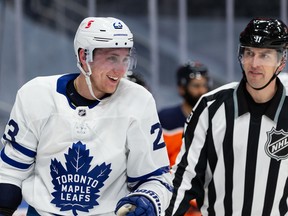 The Maple Leafs sent defenceman Travis Dermott to the Vancouver Canucks on Sunday.