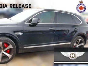 An image released by Durham cops of a Bentley involved in a theft and fraud.