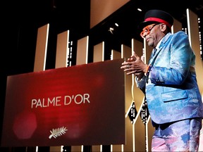 Spike Lee, jury president of the 74th Cannes Film Festival, speaks onstage at the 74th Cannes Film Festival closing ceremony, July 17, 2021.