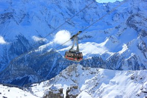 The Schilthorn in the Bernese Alps of Switzerland overlooks the valley of Lauterbrunnen in the Bernese Oberland. GETTY IMAGES