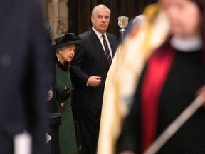 Queen Elizabeth II arrives in Westminster Abbey accompanied by Prince Andrew, Duke of York for the Service Of Thanksgiving For The Duke Of Edinburgh on March 29, 2022 in London, England. (Photo Richard Pohle - WPA Pool/Getty Images)