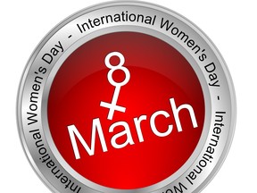 International Women's Day Button - 8 March - 3D illustration