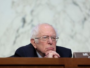 Senate Budget Committee Chairman Bernie Sanders listens during a committee hearing in the Hart Senate Office building on February 17, 2022 in Washington, DC. (Photo by Anna Moneymaker/Getty Images)