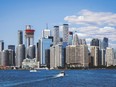 A view of the Toronto skyline from Lake Ontario.
