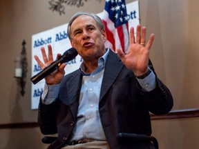Texas Gov. Greg Abbott speaks during the 'Get Out The Vote' campaign event in Houston, Feb. 23, 2022.
